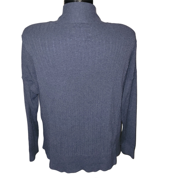 Abercrombie And Fitch Blue Zip-Up Ribbed Knit Cardigan Sweater L - Picture 6 of 7
